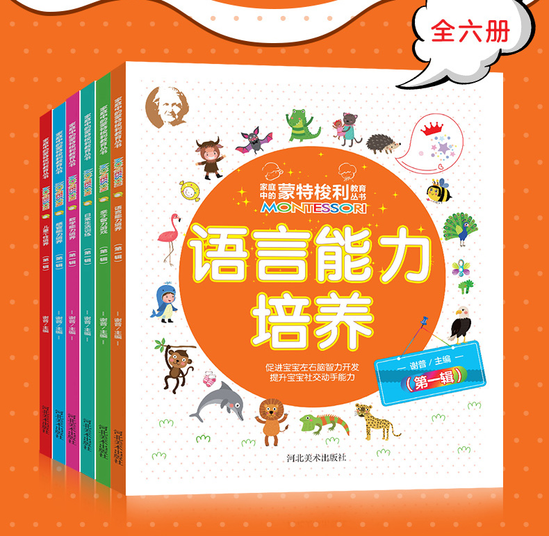 家庭中的蒙特梭利教育丛书全6册 语言能力培养训练 子智力游戏 日常生活训练 数学能力培养 感官能力培