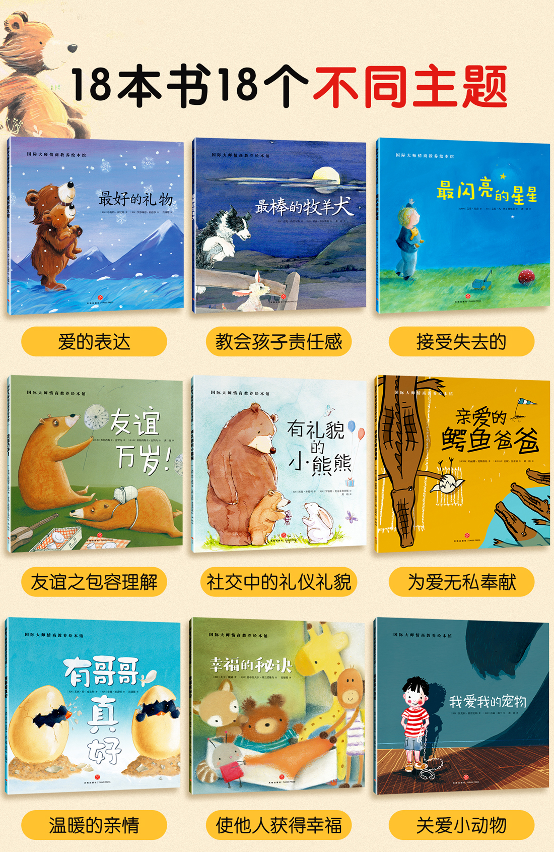 小学生必读课外书籍全18册 国际大师情商教养绘本馆 儿童绘本阅读3-4-5-6周岁幼儿园大班小班亲子图书睡前故事书三到四岁早教书籍