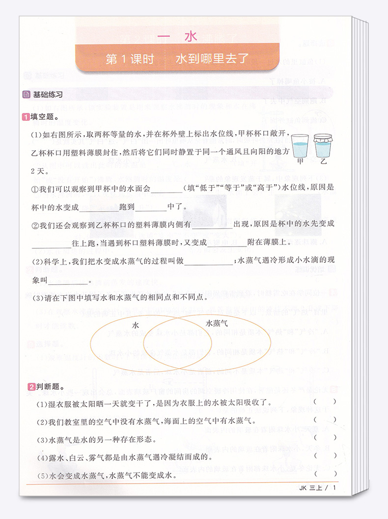 2020新版 阳光同学三年级上册科学教科版课时优化作业小学生3年级上课本教材试卷作业本一线名师课堂同步训练习册单元期末测试