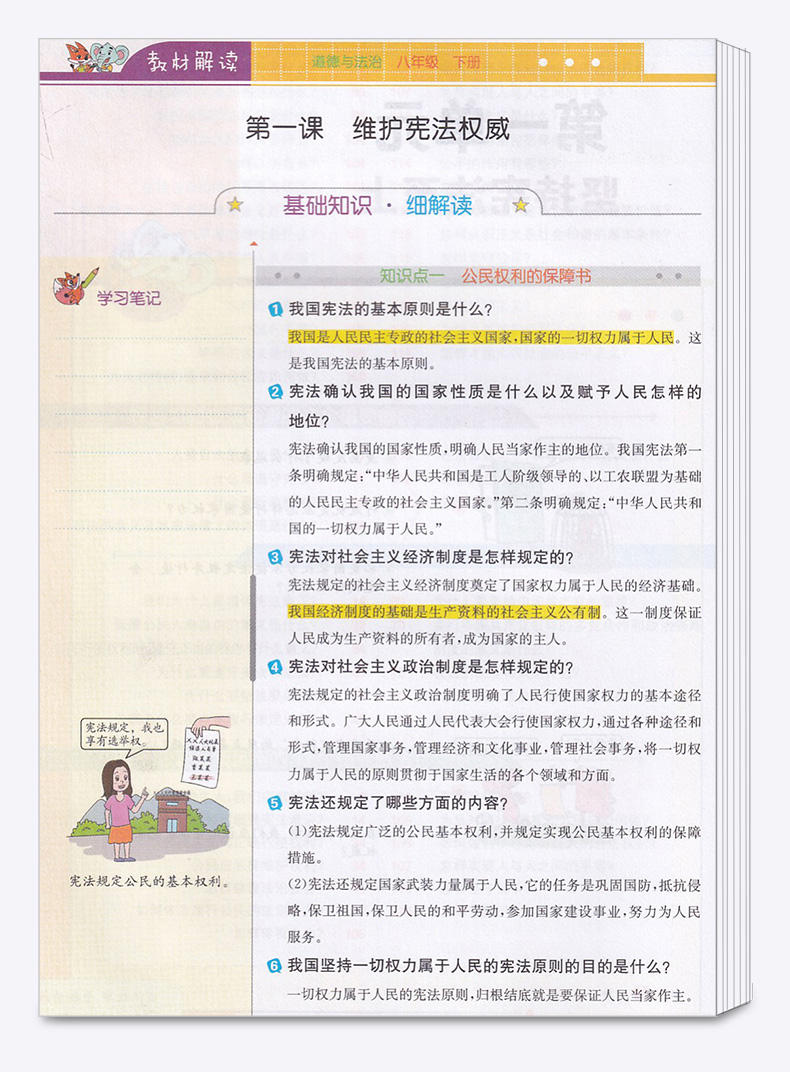 2020新版 教材解读八年级下册道德与法治人教版 初二8年级下义务教科书同步训练讲解辅导书 人民教育出版社 课本教材全解教师用书