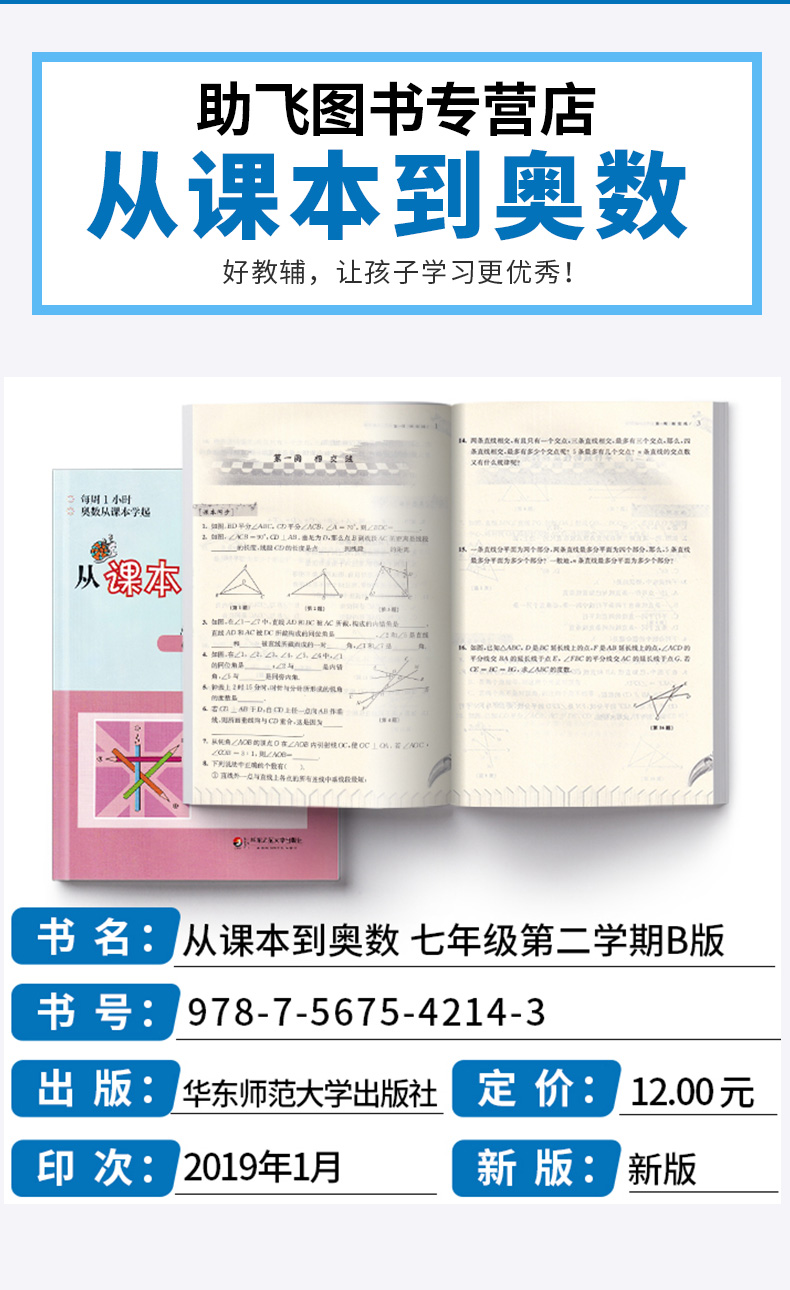 2020 从课本到奥数 7年级第二学期 A版天天练+B版周周练 共2本 第二版 初中生七年级下册数学课本同步提高奥赛题 奥数思维拓展训练