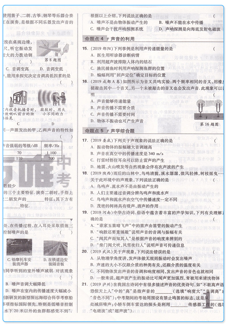 2020新版 万唯中考真题分类卷物理 初一初二初三中考必刷题