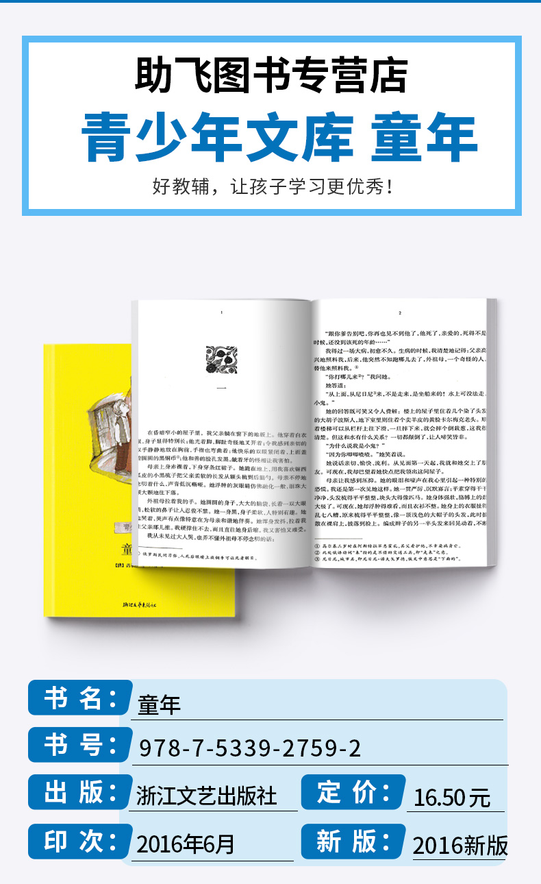 正版包邮 童年 青少年文库 高尔基著 浙江文艺出版社 中学生语文课外必读外国名著文学书 中小学生课外阅读书籍 儿童文学经典读物