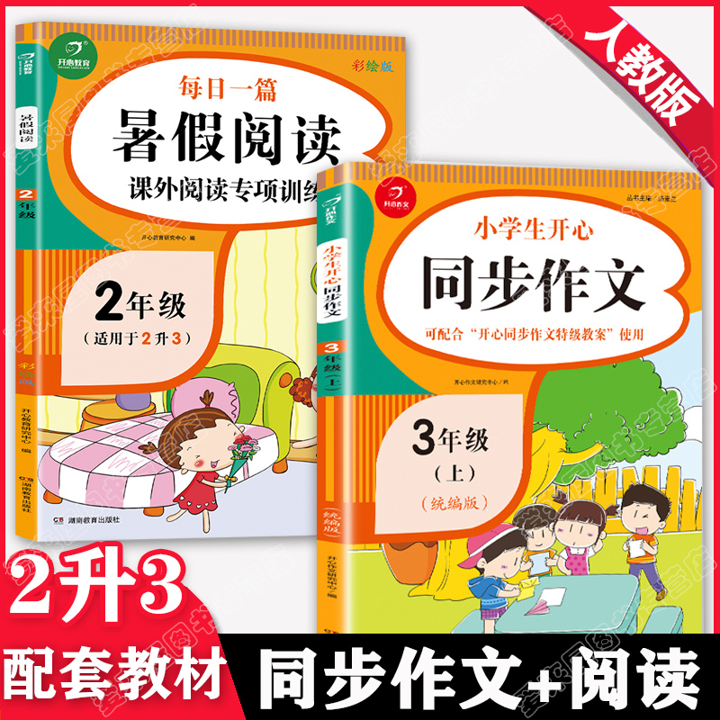 2册暑假阅读衔接二升三年级同步作文上下册 小学生语文课外阅读理解专项强化训练书大全人教版 作业练习题册每日一练必读起步入门