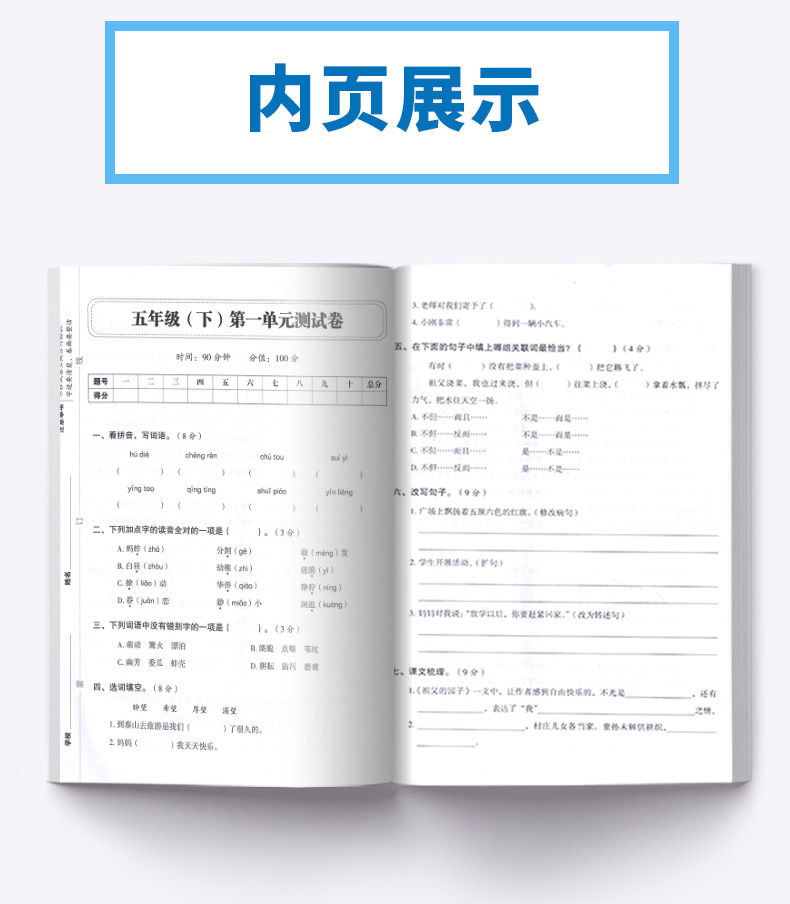 2020新版 名师教你冲刺期末100分 五年级下册语文人教版部编版 小学生5年级下试卷单元同步训练测试卷模拟真题卷子