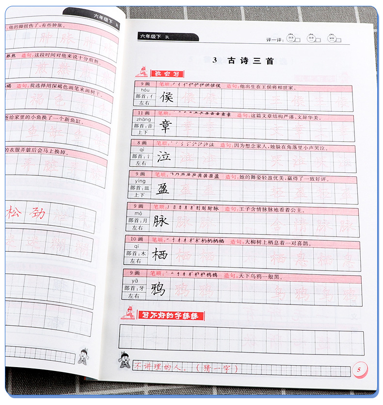 2020新版 黄冈小状元同步字帖六年级上册+下册人教版共2本 新修订版  小学6年级全一册同步字帖生字铅笔硬笔楷书练字贴/正版c