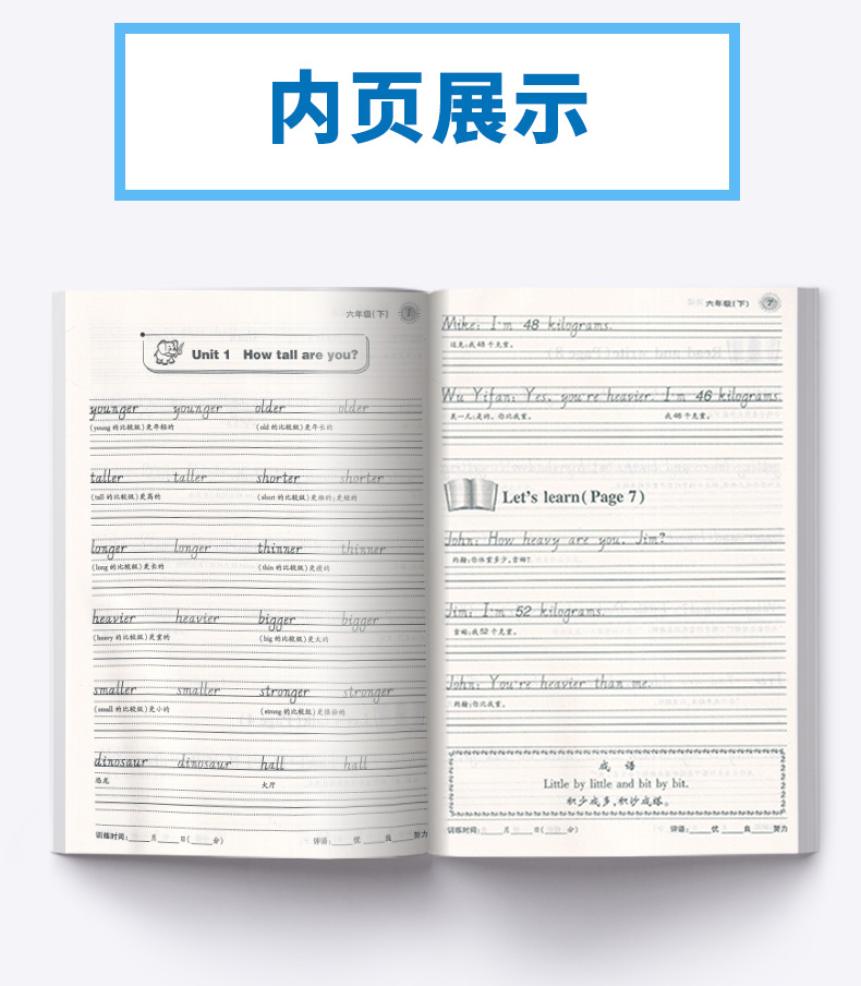 书写训练英语六年级下册 人教版PEP 小学生6年级下 实用硬笔手写体字帖 临摹英文单词字母练习本同步书法钢笔字/正版