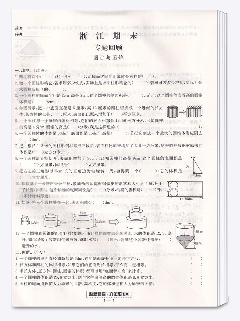 2020新版 励耘书业 浙江期末六年级数学下册北师大版 小学6年级总复习单元期中期末真题复习模拟测试检测卷资料辅导书/正版