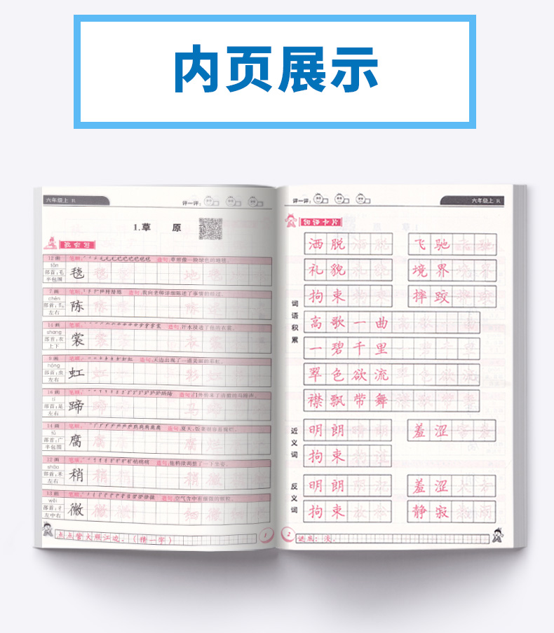 2020新版 黄冈小状元同步字帖六年级上册人教版部编版小学6年级语文课本练字帖生字铅笔楷书钢笔硬笔训练田字格小学生练字本