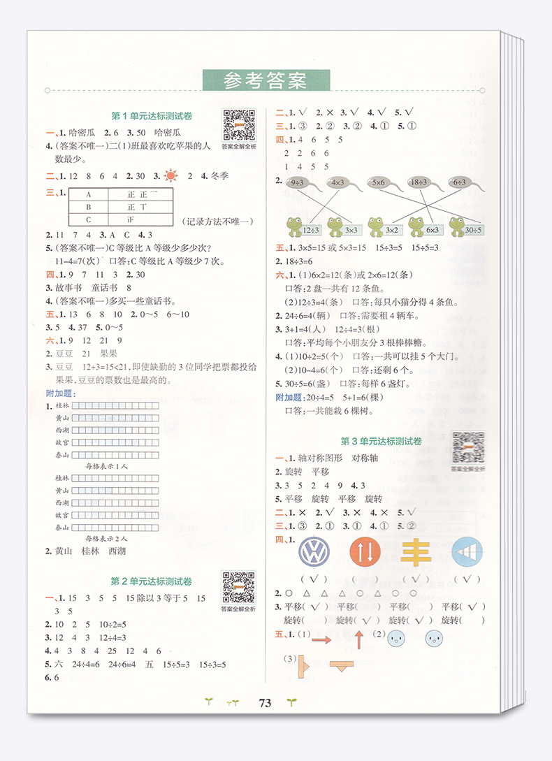 2020新版 小学学霸冲A卷数学二年级下册部编版人教版 pass绿卡 小学生2年级下教材同步练习试卷测试卷期末冲刺题卷子