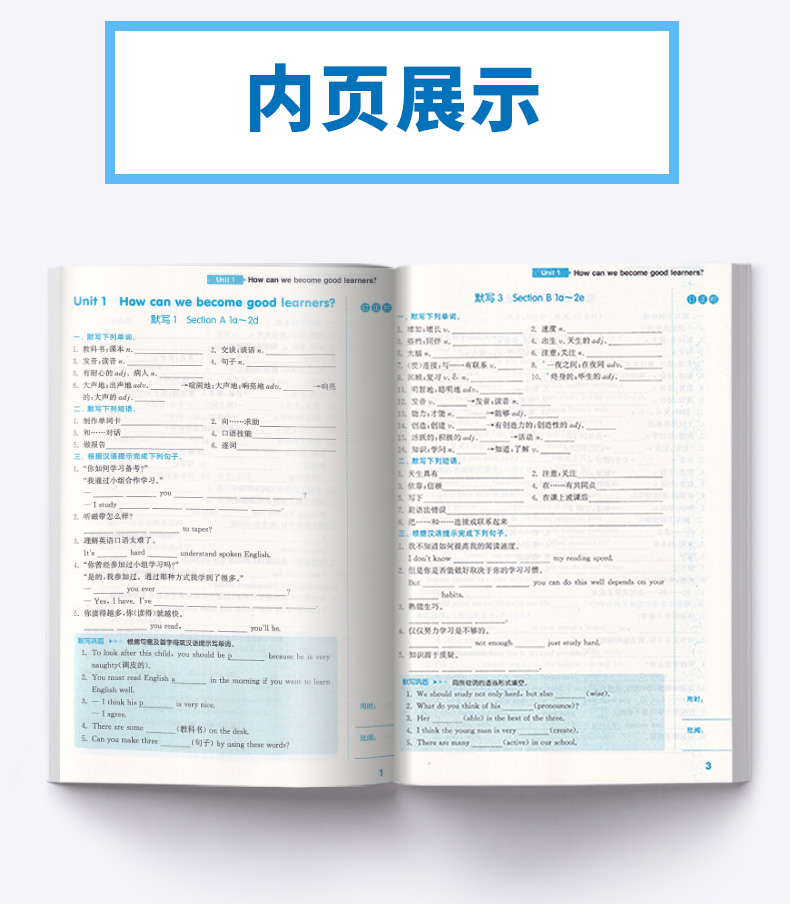 2020新版 默写能手九年级英语全一册人教版RJ 初三9年级英语单词短语句型基础知识练习期末复习 通城学典初中英语教材同步练习辅导