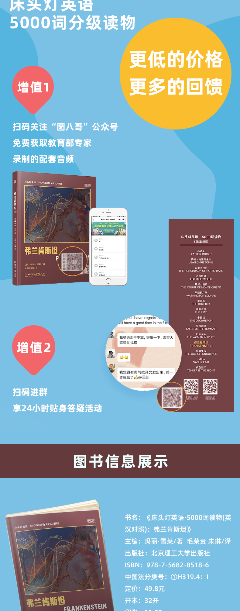 【正版含音频】床头灯读本系列英语读物5000词 中英文双语版书籍夜色温柔名利场科学怪人弗兰肯斯坦 外国小说欣赏畅销世界名著书籍