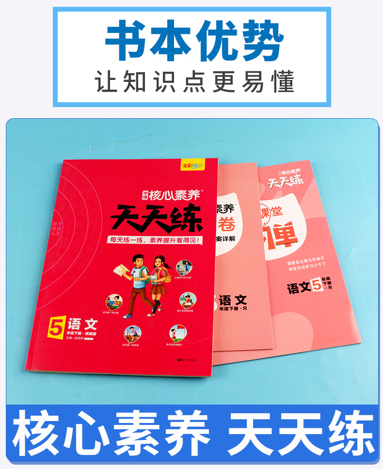 2020新版 核心素养天天练五年级下册语文数学英语人教版全套三本 小学5年级下同步训练翻转课堂预习单阶段评价卷课时练练习册习题