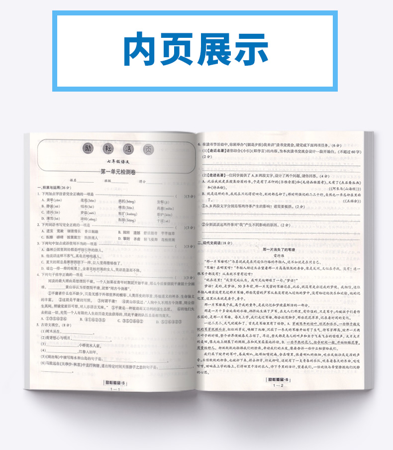 2020新版 励耘活页初中七年级语文上册人教版 初一7年级上励耘新同步教材专项练习训练题试卷 初中生单元测试卷期末检测卷子周周练