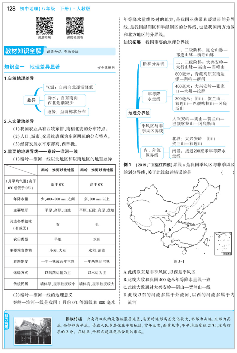 2020版五年中考三年模拟八年级下册地理人教版 初中5年中考3年模拟五三8年级教材全解同步训练中学初二复习辅导资料教辅书53曲一线