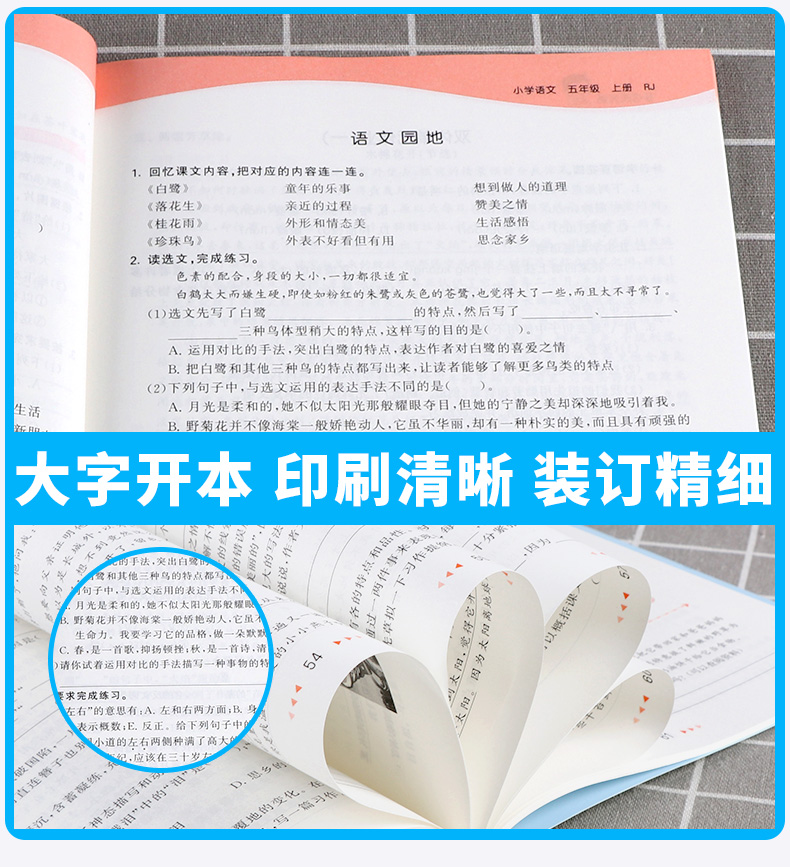 2020新版 53天天练小学语文五年级上册人教版 5年级上试卷同步辅导训练练习册 五三5.3课时单元期末测试卷题教辅书曲一线
