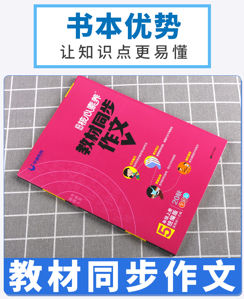 2020新版核心素养教材同步作文五年级上册人教版统编版部编版 小学生5年级课本写作同步训练练习册小学作文书大全满分优秀作文素材