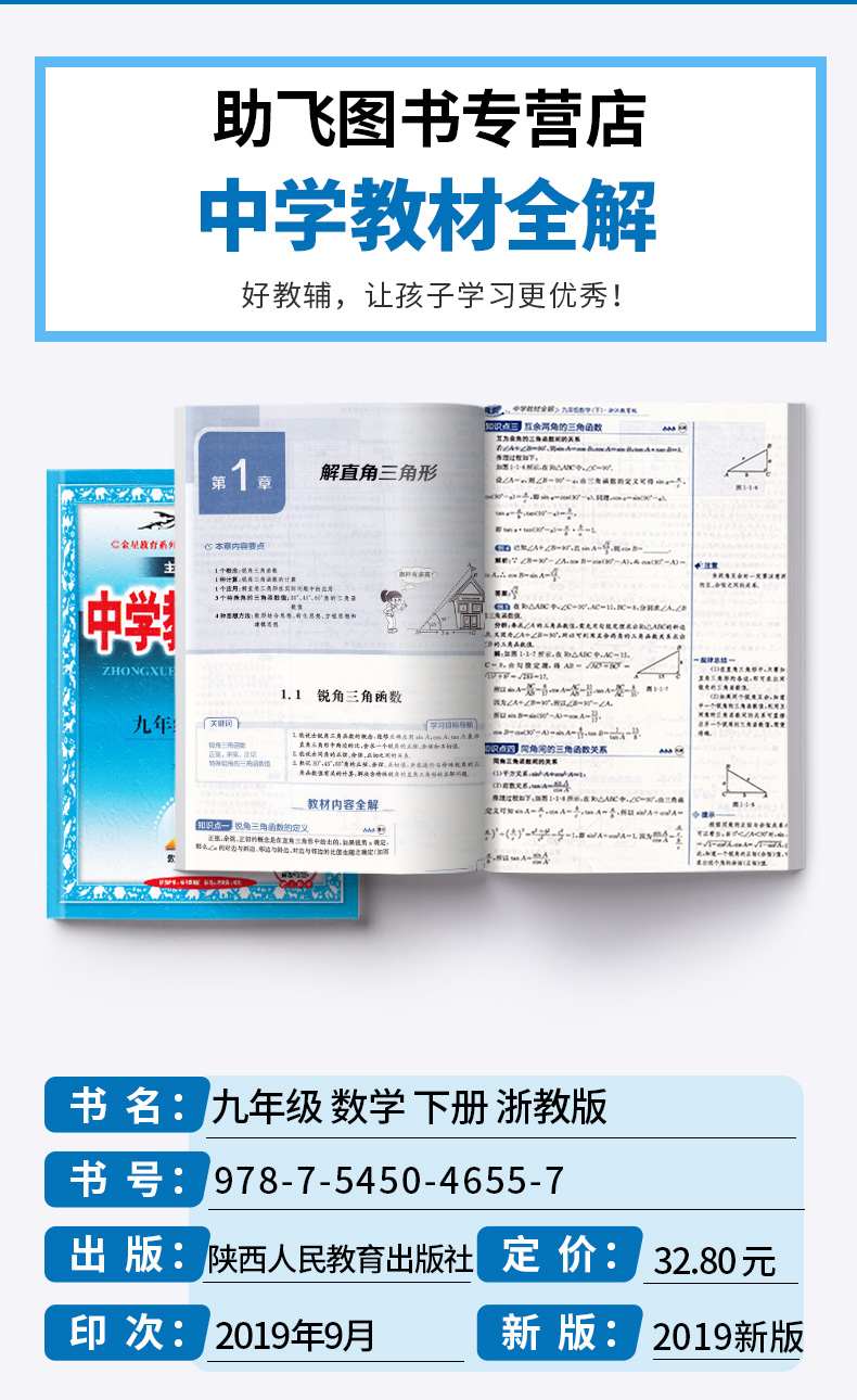 2020新版 中学教材全解九年级下册数学浙教版 薛金星初三9年级下课本教材解读全解解析同步训练讲解读工具书总复习辅导学习资料书