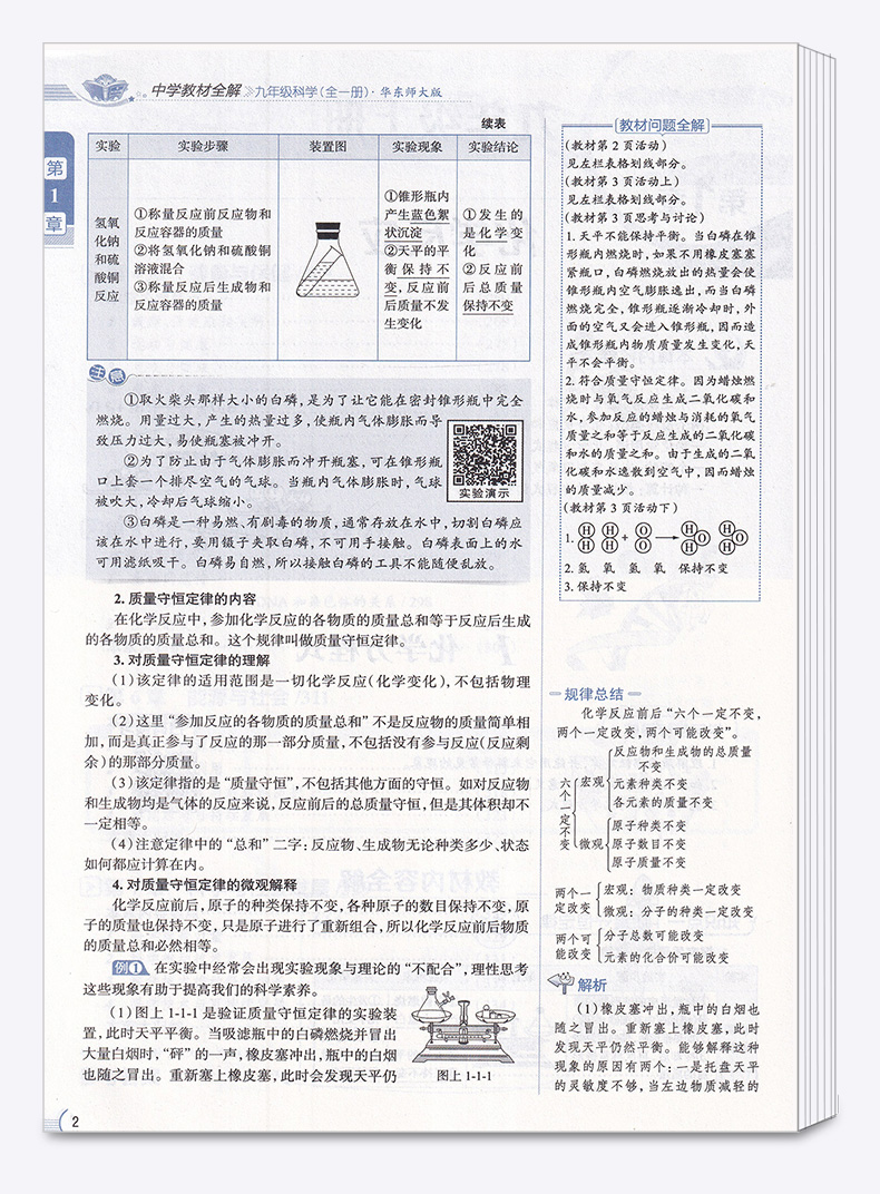 2021新版 中学教材全解 科学九年级全一册华师教版 初中配套课本教材解读 初三中学生同步练习全解全析课程讲解训练辅导总复习资料