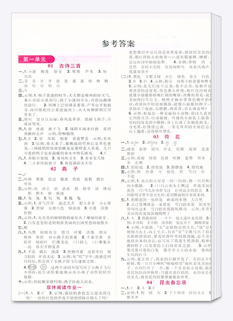 2020新版 阳光同学三年级下册语文人教版课时优化作业小学3年级下课堂教材同步训练练习册课时作业本单元检测试卷卷子宇轩
