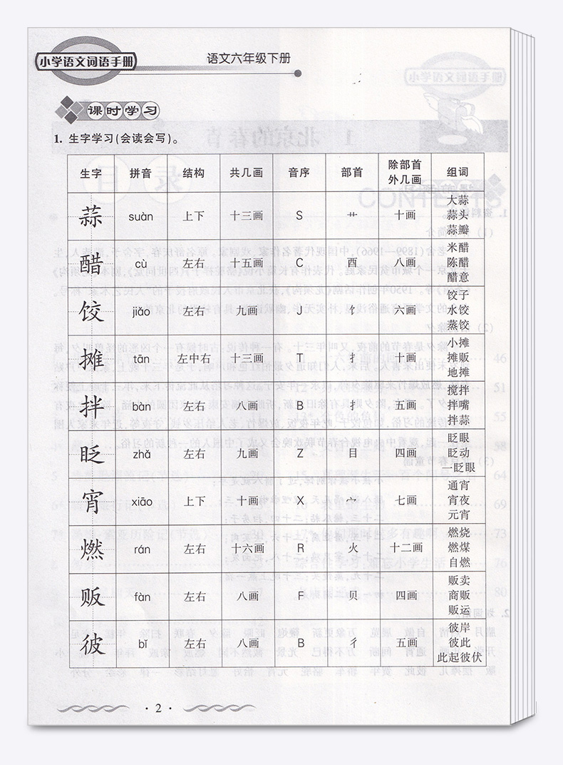 2020新版 教学练小学语文词语手册六年级语文下册人教版部编版小学生6年级下练习册同步训练课时作业本看拼音写默写能手开明出版社
