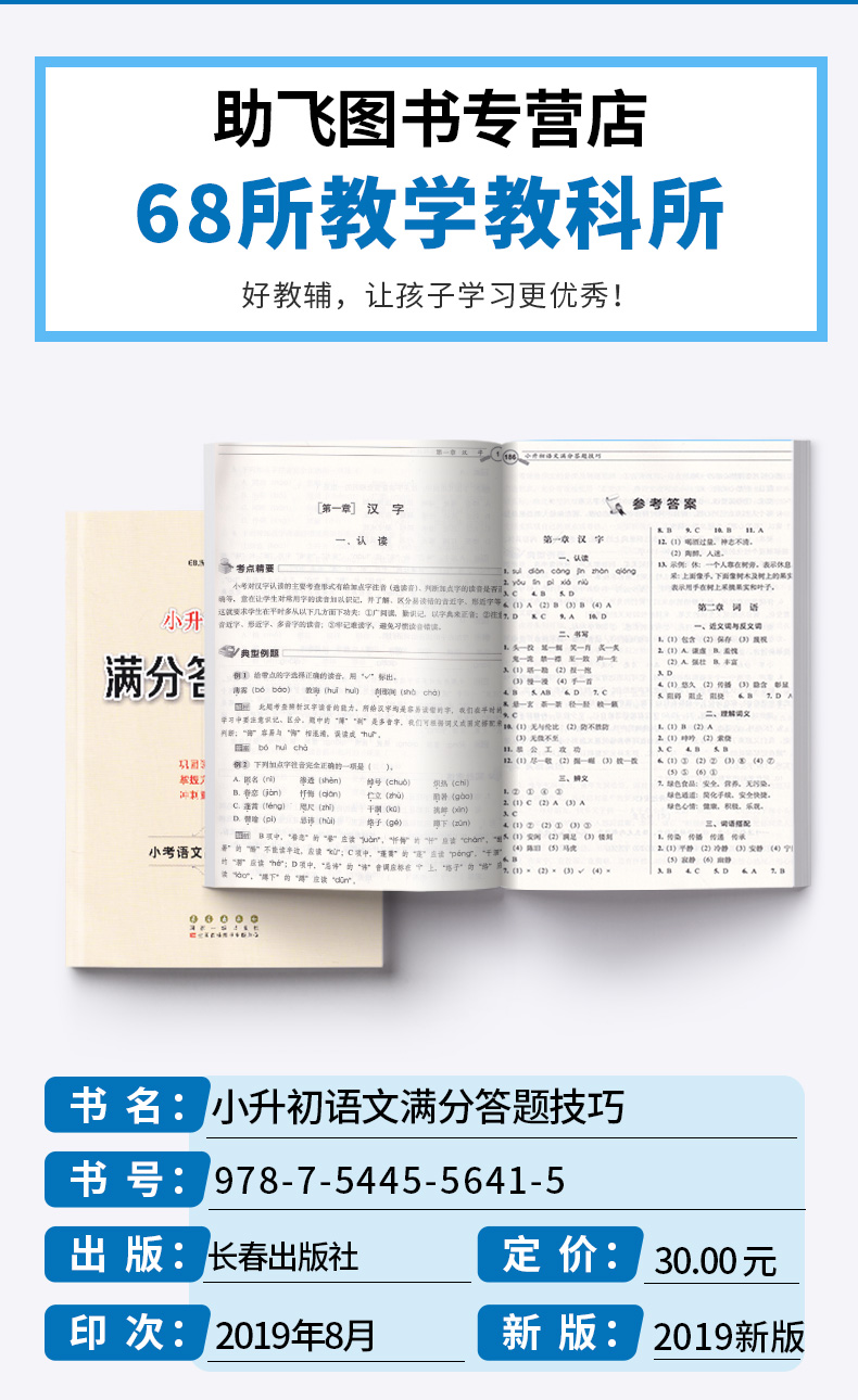 2020年新版 68所名校小升初语文满分答题技巧 小学生六年级总复习资料专项思维培养高分宝典秘籍天天练习