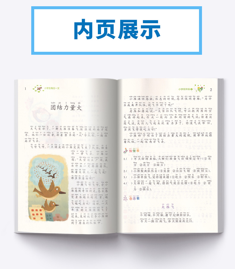 2020新版 小学生每日一文二年级下册语文注音版小学生课外阅读书籍2年级阅读理解专项训练书阶梯阅读练习题课外读物