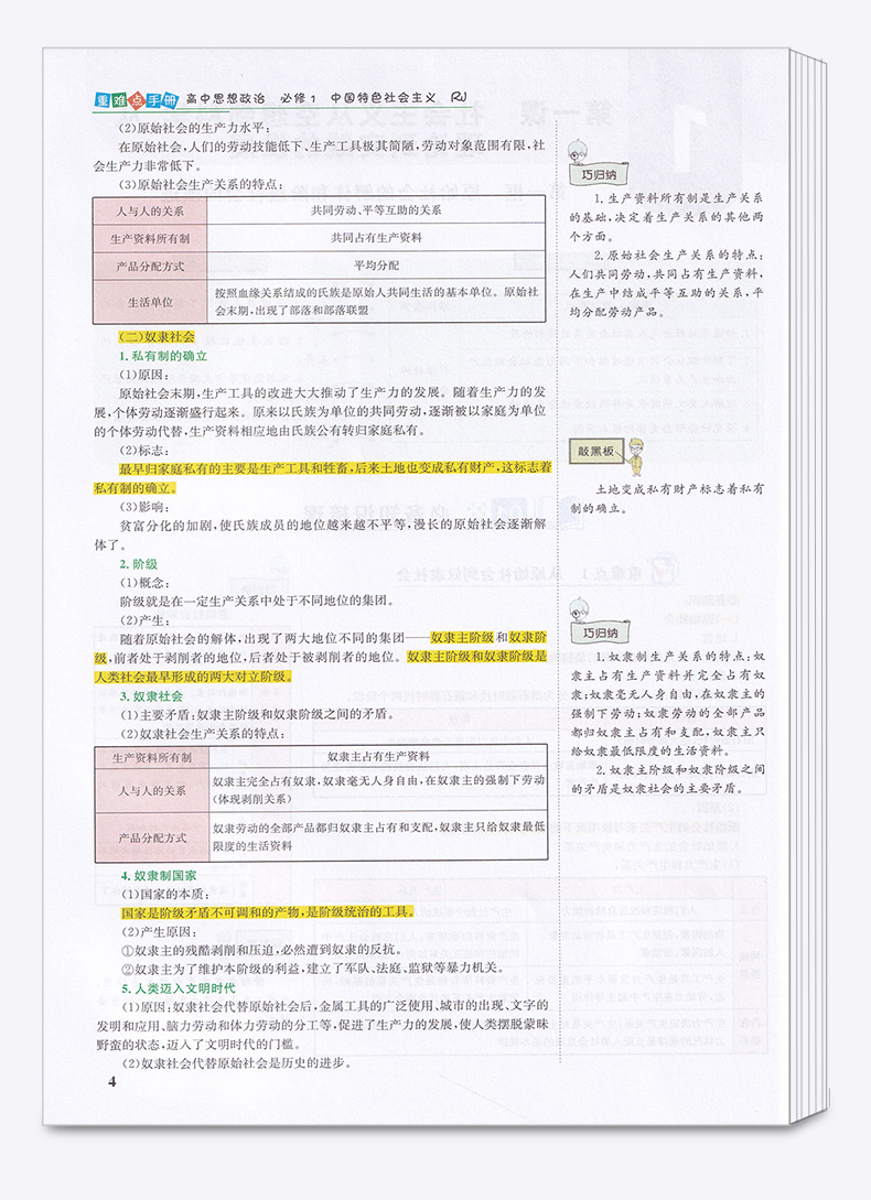 2020新版重难点手册高中思想政治人教版 高一上册新教材同步训练教辅辅导资料 高中生必修一重点考点解析必刷题练习题