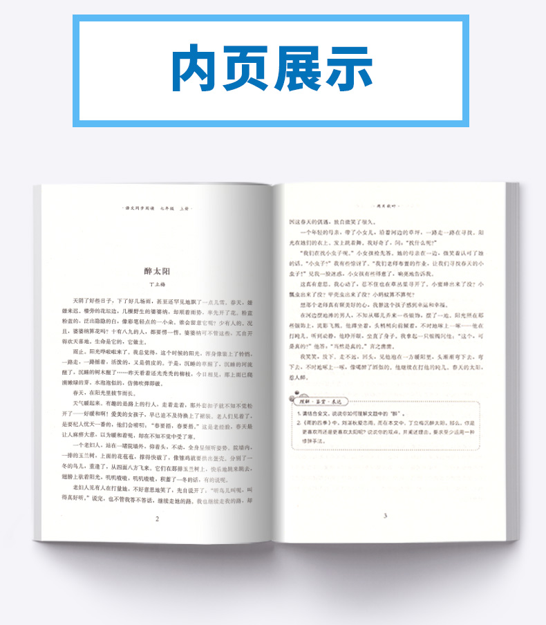 2020新版 初中语文同步阅读两片秋叶七年级上册人教版部编版 初中生7年级上教材同步阅读理解训练母语课日有所诵课外阅读亲子读本