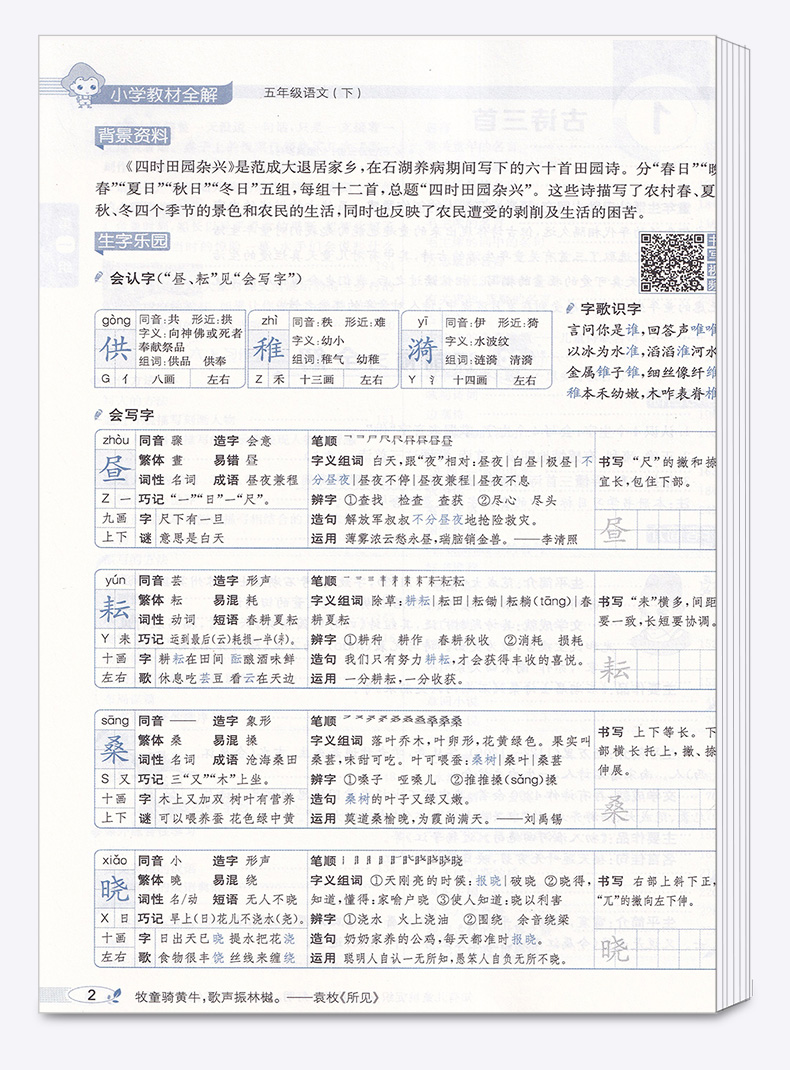2020新版 小学教材全解五年级下册语文人教版 小学生同步课本5年级下练习题重难点讲解全析 辅导复习测试训练资料工具书大全