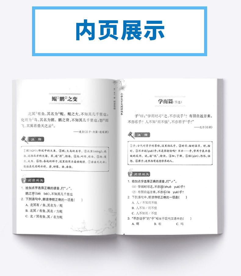 小学文言文阅读快车升级版 3-6年级通用 浙江教育出版社 小学生必背课内外辅导书 古诗文练习册专项训练大全集