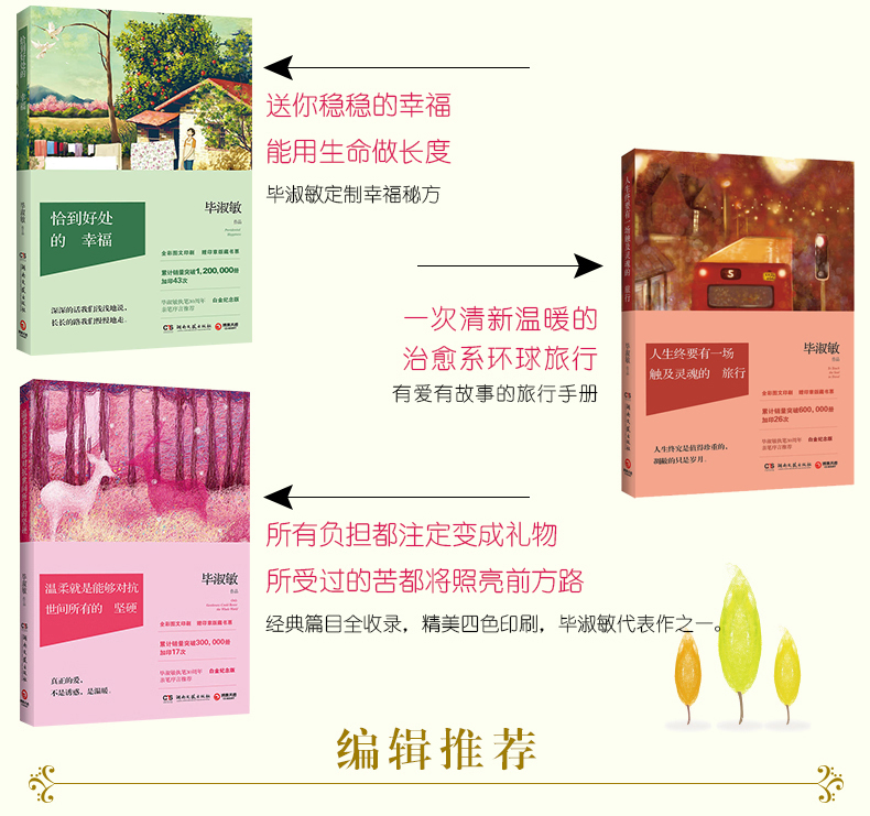 毕淑敏幸福三部曲 恰到好处的幸福+人生终要有一场触及灵魂的旅行+ 温柔就是能够对抗世间所有的坚硬经典旅行随笔散文集毕淑敏散文