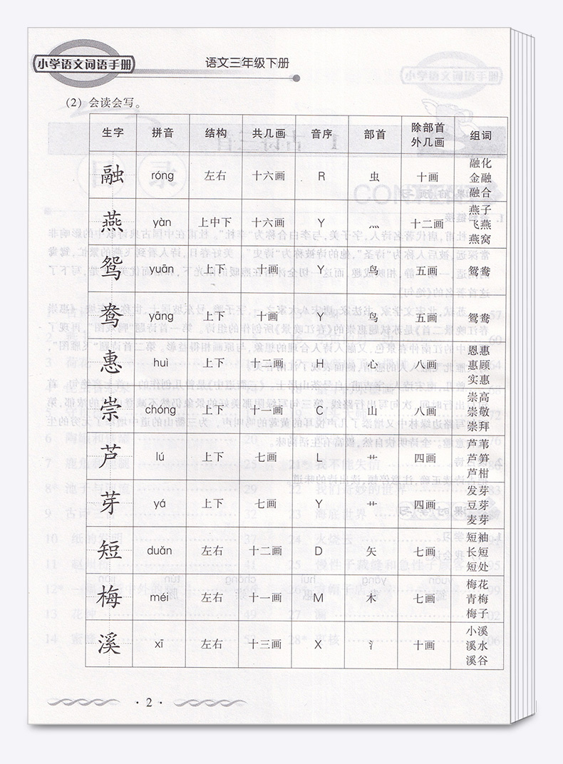 2020新版 教学练小学语文词语手册三年级语文下册人教版部编版小学生3年级下练习册同步训练课时作业本看拼音写默写能手开明出版社