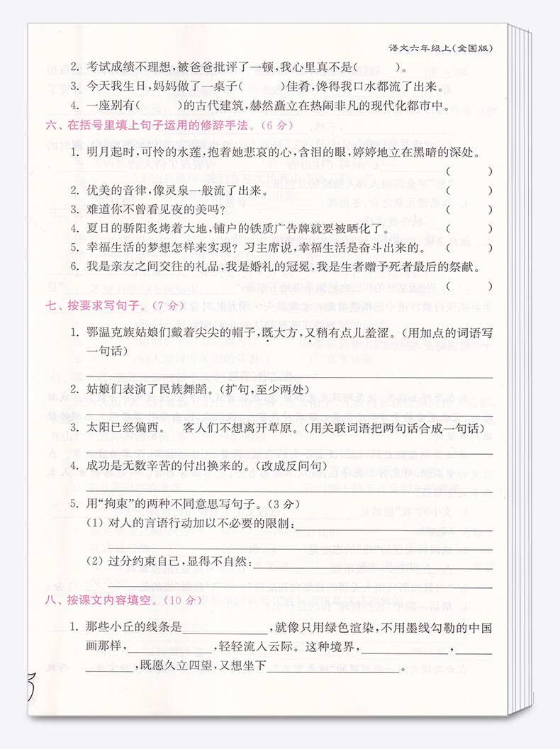 2020新版秋江苏密卷六年级上册语文通用数学苏教英语译林江苏版全套3册全国部编套装教材同步练习期中期末试卷6年级上训练小学教辅
