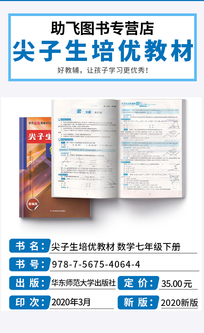 2020新版 尖子生培优教材错题专训七年级下册数学浙教版 初中7年级下同步教材作业本初一总复习巩固辅导资料测试试题全解提分手册