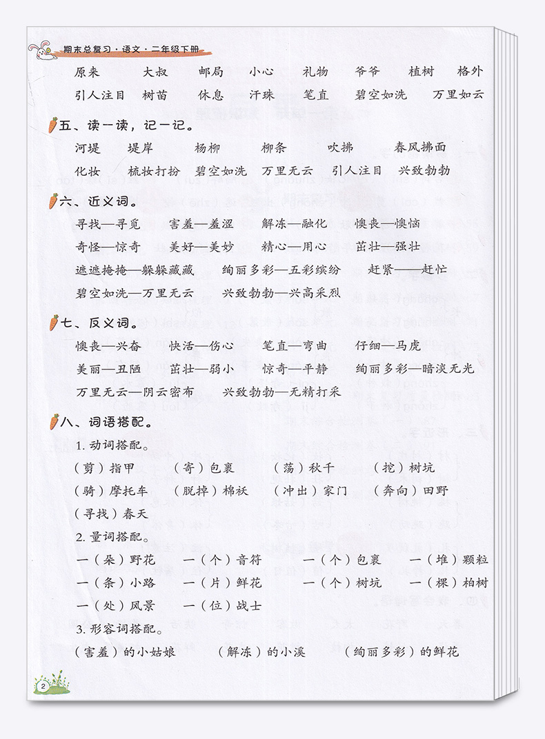 2020新版 汉之简期末总复习小学语文二年级下册 人教部编版小学生2年级下考前讲练测强化巩固综合训练同步课本阅读专项练习题