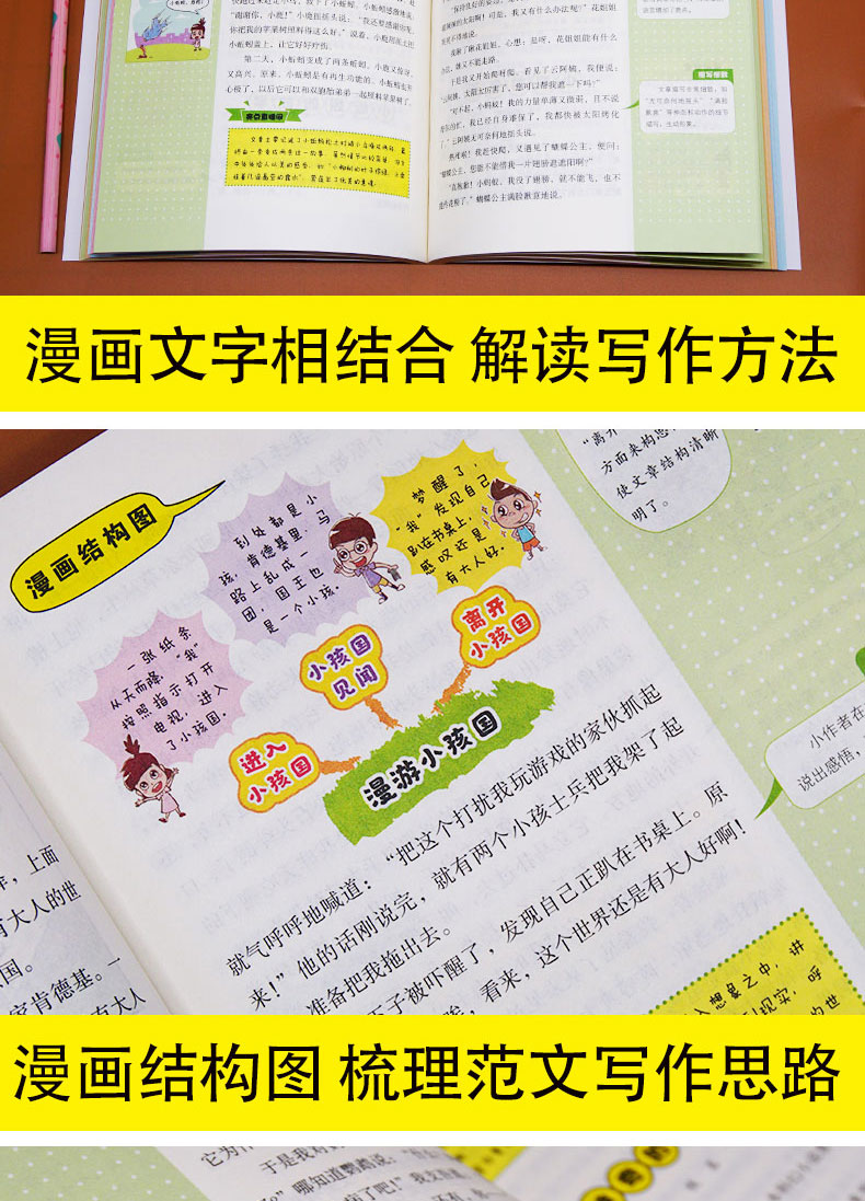 2020新版开心作文小学生想象作文漫画图解版 小学3456三 四 五 六年级通用同步作文教材辅导阅读好词好句写作素材优秀满分作文书籍