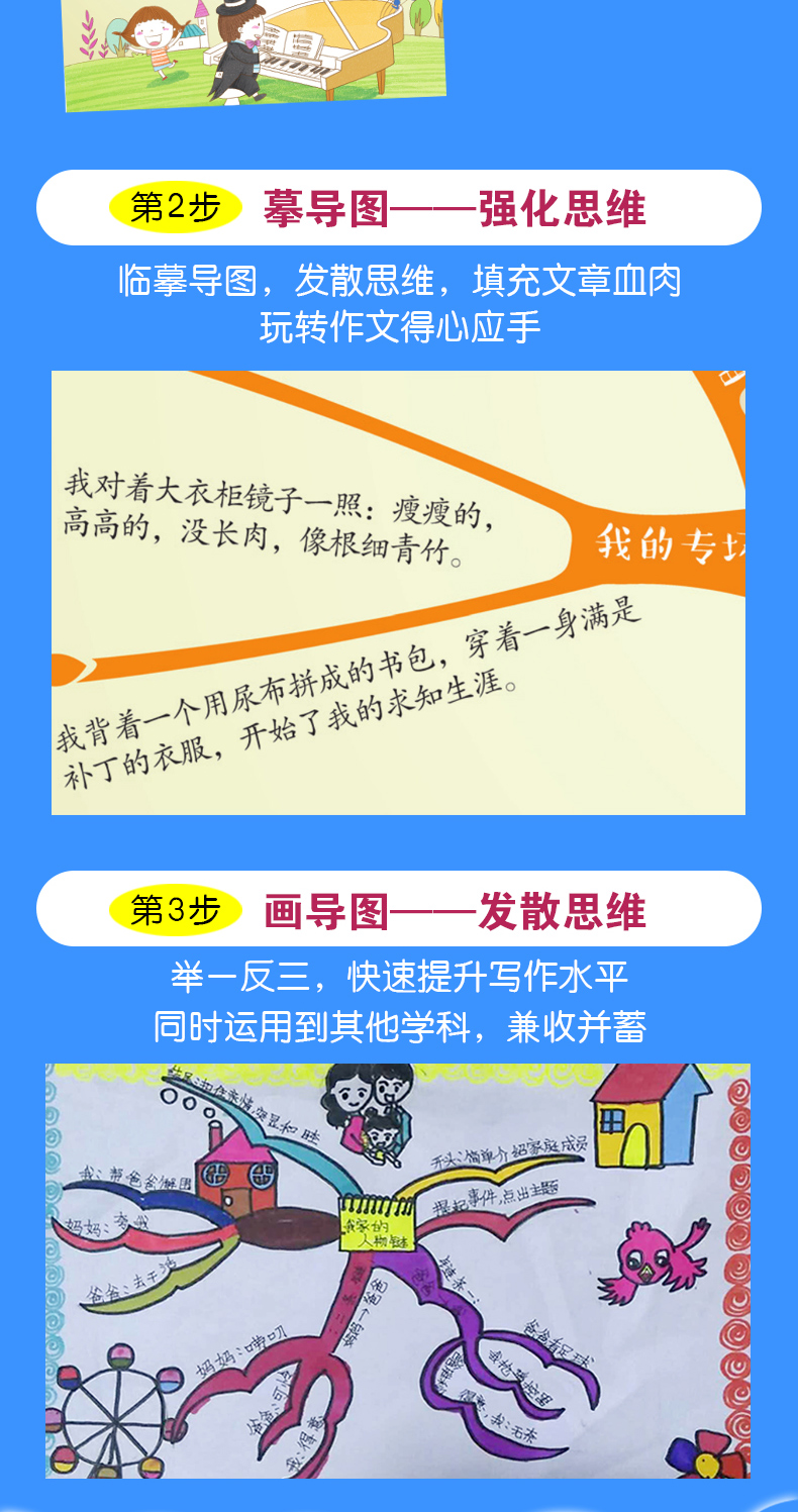 中学生思维导图作文法 中学生好词好句好段初中写作技巧书籍初一初二初三获奖优秀中考作文大全好词好句好段辅导用书作文初中通用