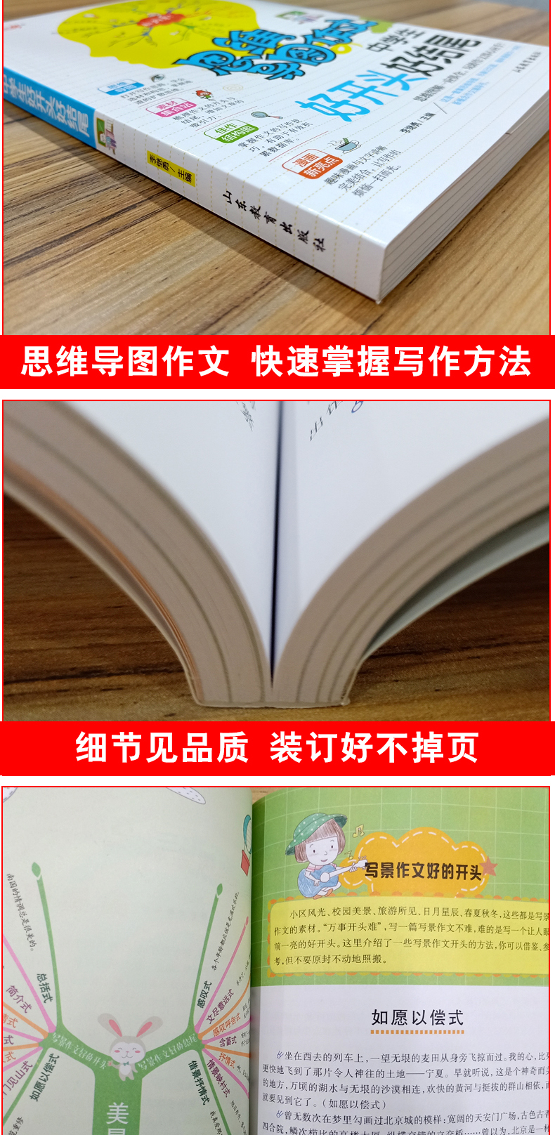 中学生思维导图作文法 中学生好开头好结尾初中写作技巧书籍初一初二初三获奖优秀中考作文书大全集好词好句好段作文辅导初中通用