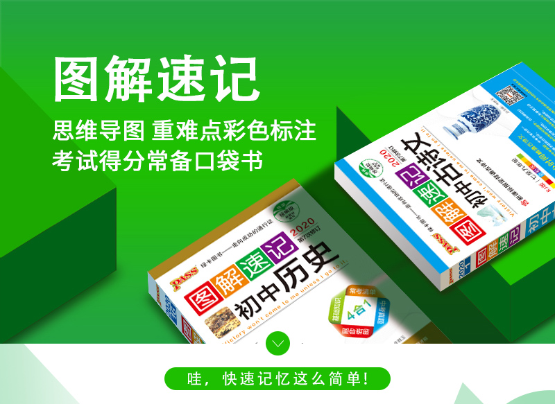 pass绿卡图书 2020新版图解速记初中古诗文+图解全析初中文言文 全套2本RJ版人教版全国通用辅导资料工具书掌中宝