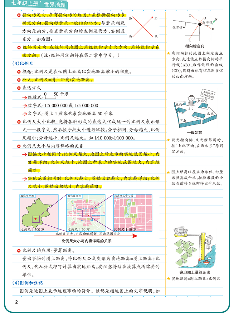 2020版PASS绿卡图书学霸笔记初中地理湘教版XJ中学教辅初一初二初三同步漫画图解七八九年级中考总复习资料辅导书课堂江苏版苏教版