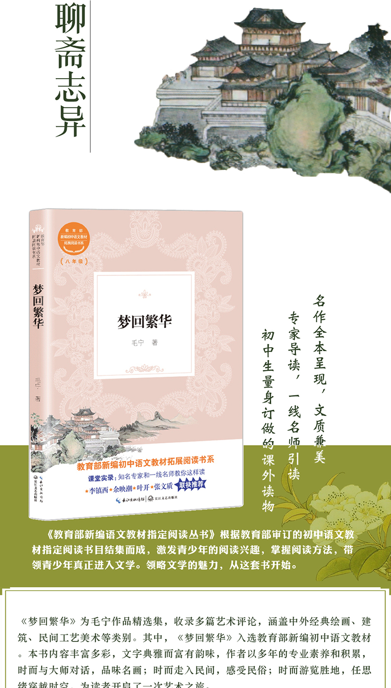 现货正版包邮 梦回繁华 新编初中语文教材拓展阅读书系 毛宁著 中学教辅文教 初中生课外阅读书籍 带你品鉴中外名画 长江文艺
