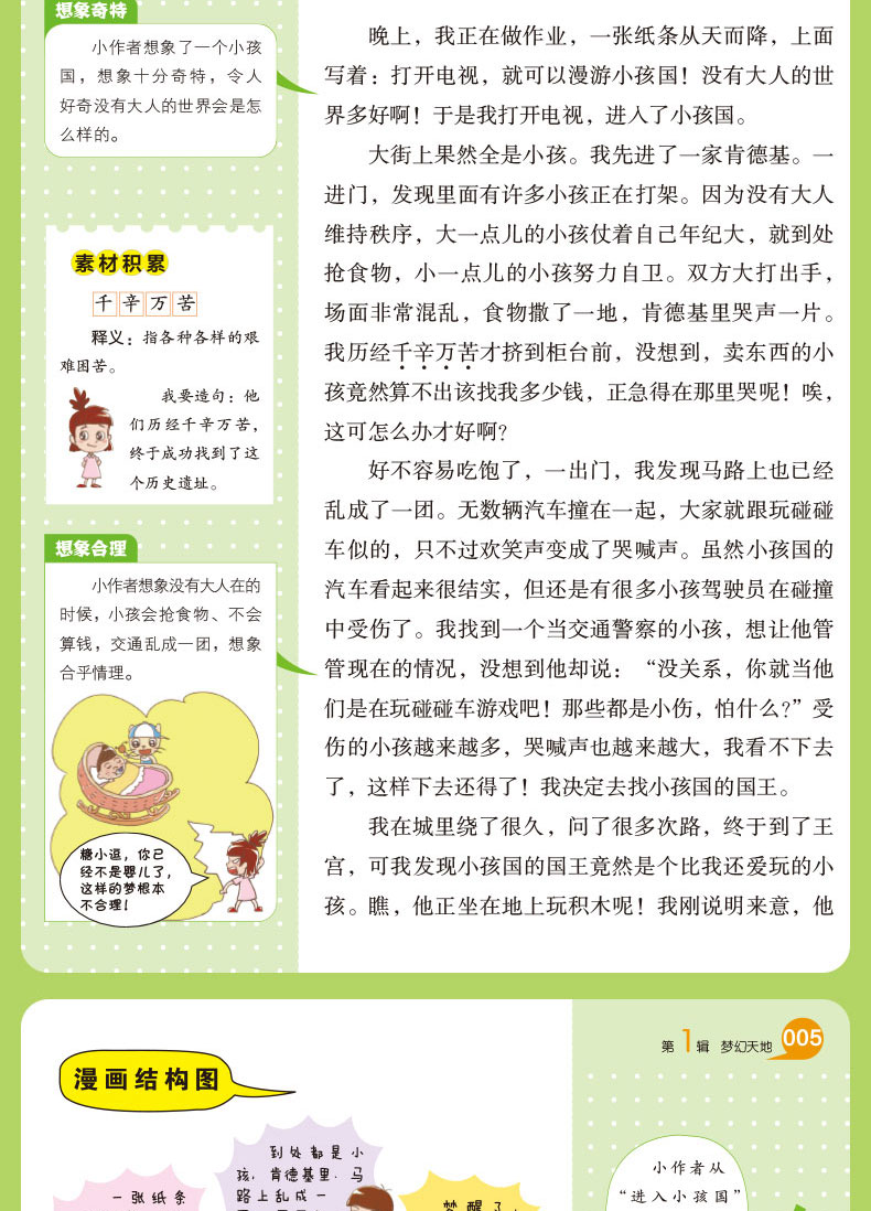 2020新版开心作文小学生想象作文漫画图解版 小学3456三 四 五 六年级通用同步作文教材辅导阅读好词好句写作素材优秀满分作文书籍
