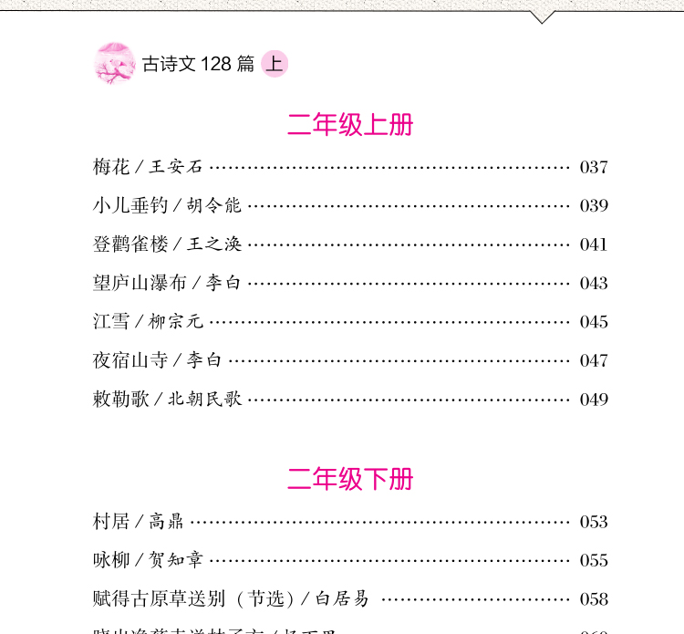 小学生必背古诗文128篇 上下2册 经典国学书儿童读物 内含75首80首古诗词大会诵读 小学生课外阅读书籍