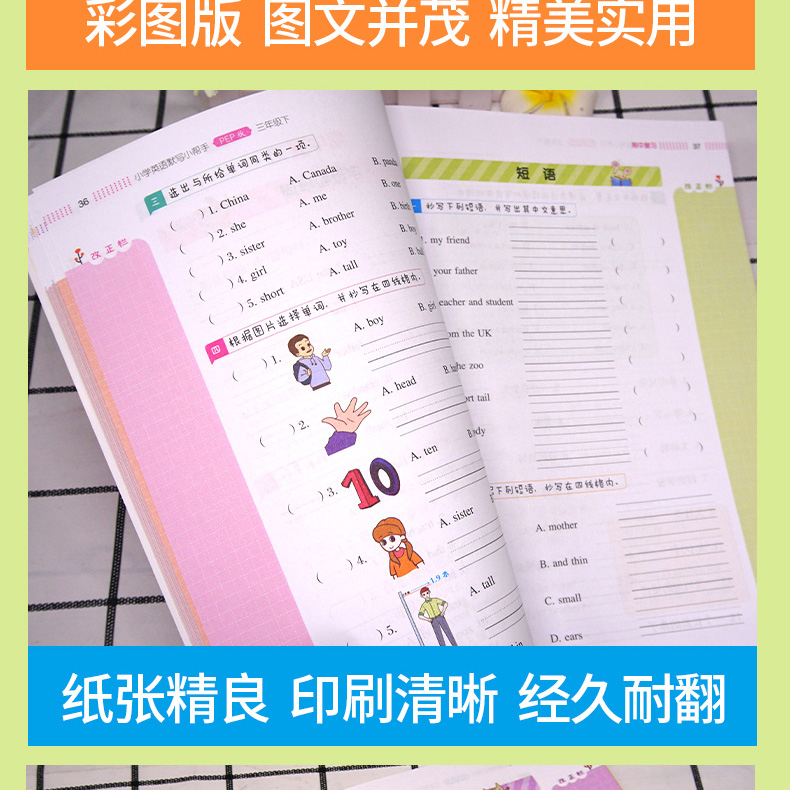 2020全彩版 小学英语默写小帮手三年级下/3年级下 PEP版同步人教版小学英语书英语同步课时作业每日一练重难点辅导周周练开心教育