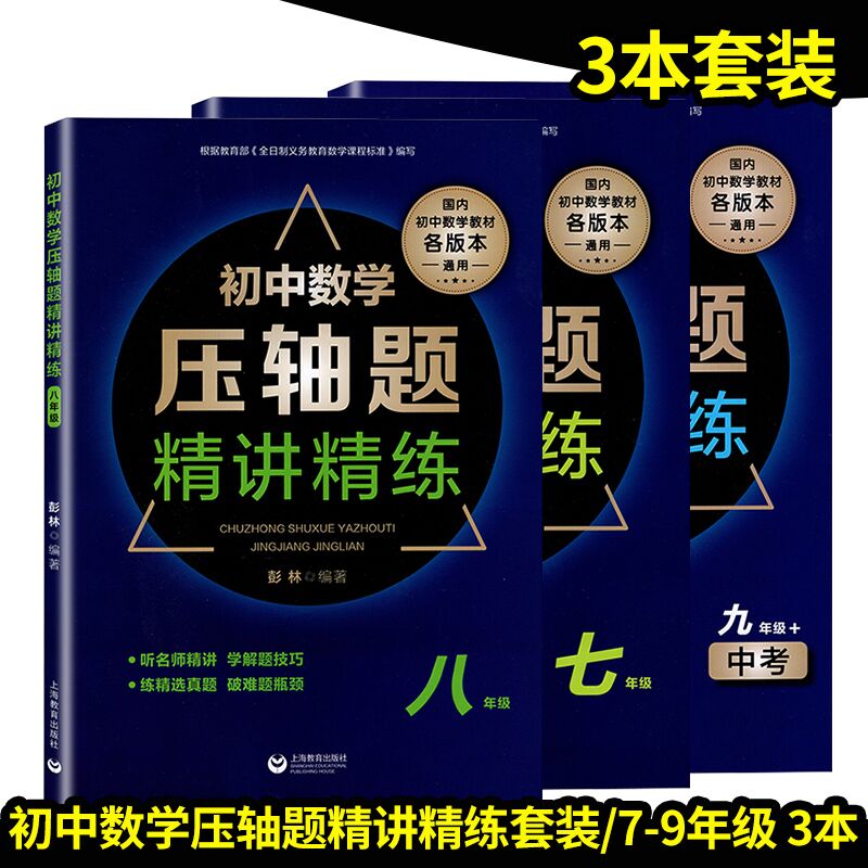 初中数学压轴题精讲精练七八九年级+中考 全3本 听名师精讲 学解题技巧 练精选真题 初一初二初三初中数学教材各版本通用含答案