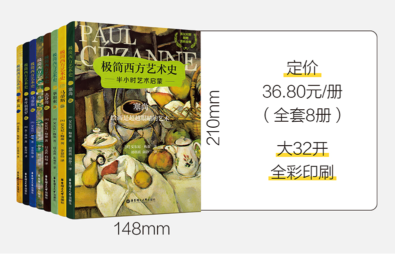 全8册 极简西方艺术史 半小时艺术启蒙 梵高达芬奇 毕加索 塞尚 米开朗琪罗 米罗 马蒂斯莫奈 世界画家大师名画画册集欣赏英汉对照