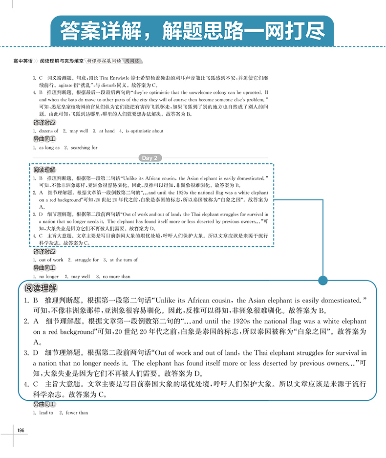 正版现货 高中英语阅读理解与完形填空 拓展阅读周周练高二 3大课标主题语境 4大高考题型 3大助学环节 华东理工大学出版社