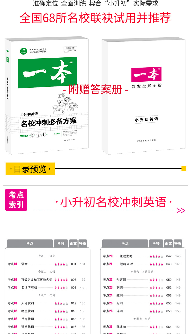2020新版一本小升初名校冲刺必备方案+小升初专项复习训练卷 英语 小学六年级下上册毕业升学考试复习辅导资料教辅书 湖南教育出