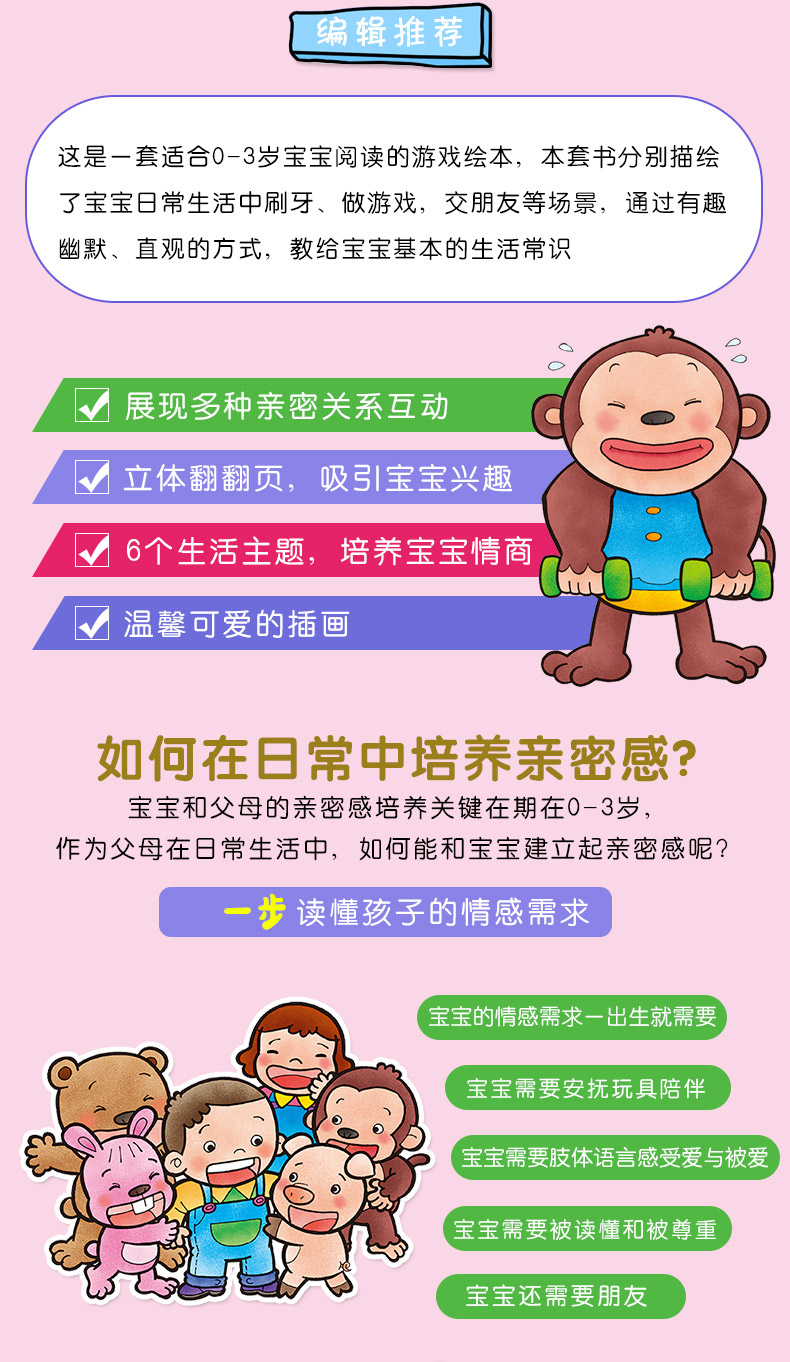 儿童情商培养绘本全6册 0-3岁玩具书婴幼儿宝宝睡前故事书子读物幼儿立体翻翻书益智启蒙早教游戏图画书